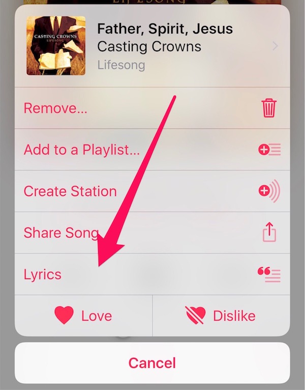 Toca las letras para acceder a las letras de las canciones en Apple Music