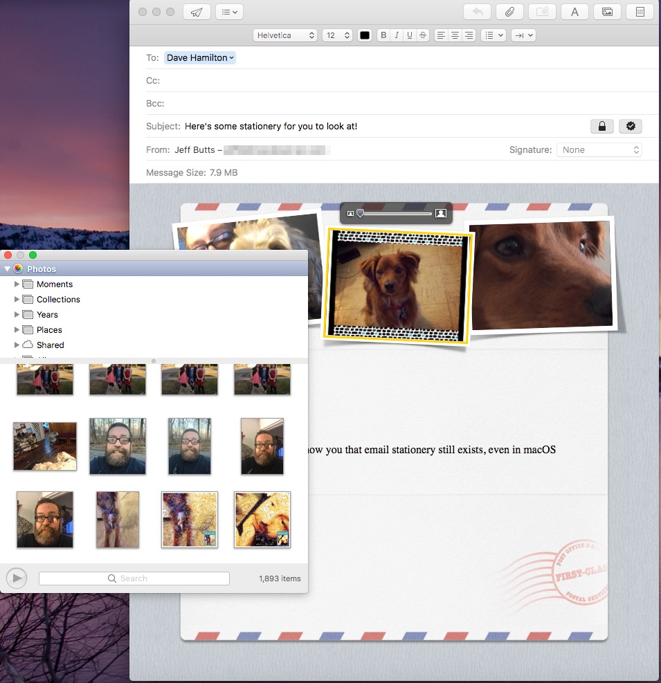 Agregar imágenes desde el visor de fotos en Apple Mail