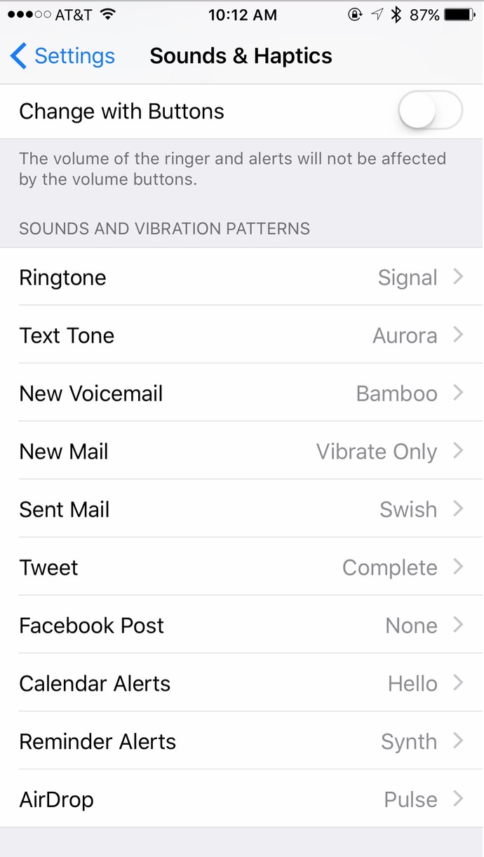 iPhone Sound & Haptics Sonidos y lista de patrones de vibración