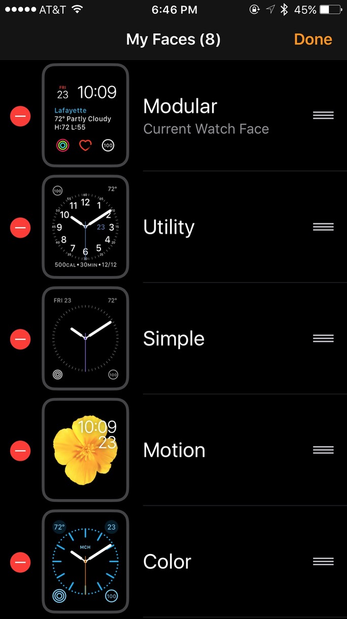 Apple Watch watchOS 3 Aplicación de reloj Editar caras