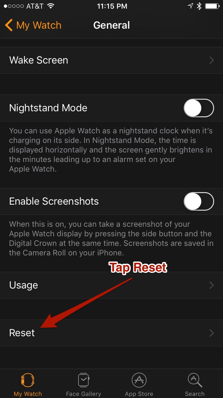 Watch App en iPhone - Pantalla de configuración general