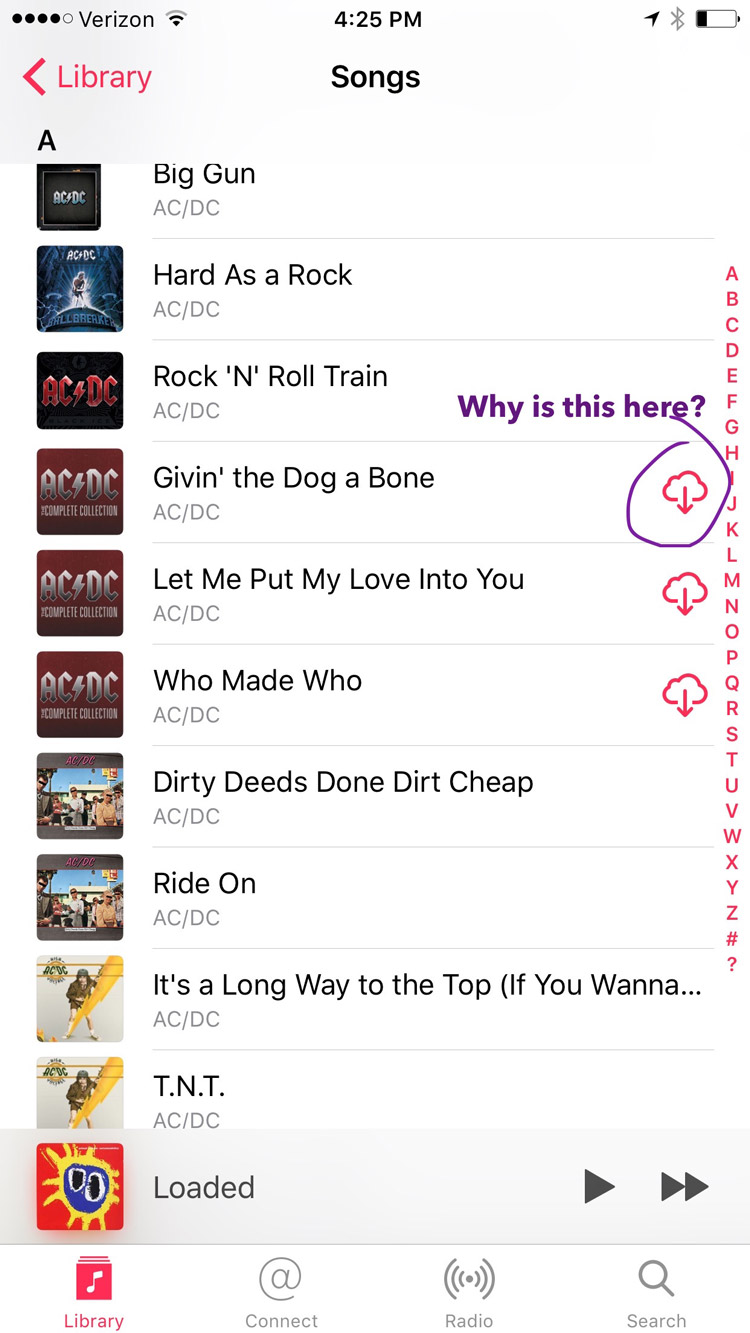 Descargas de música en la nube de iOS 10