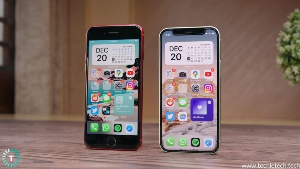 Comparación de pantallas entre el iPhone 12 Mini y el iPhone SE