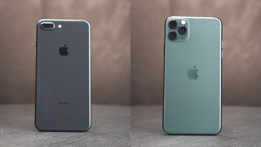 Comparación del diseño del iPhone 8 Plus con el iPhone 11 Pro Max en 2020