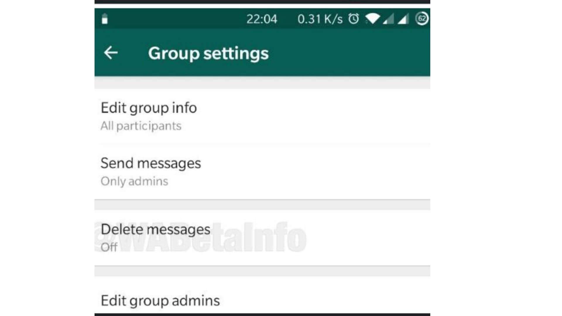 Configuración de chat grupal de WhatsApp