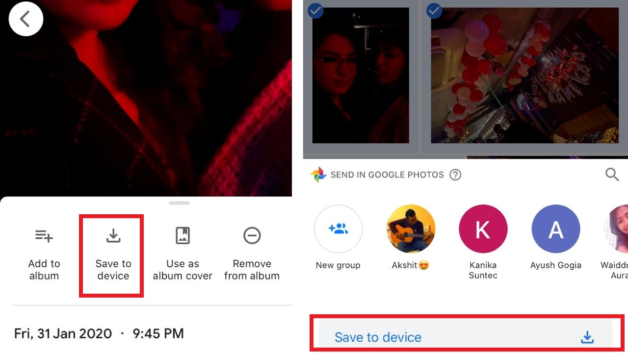 Guardar en la opción del dispositivo en Google Photos
