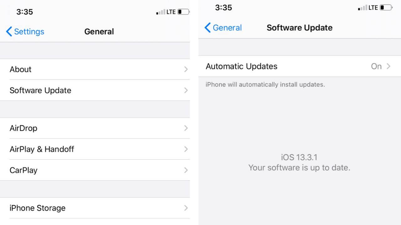 Actualizaciones de software en iPhone