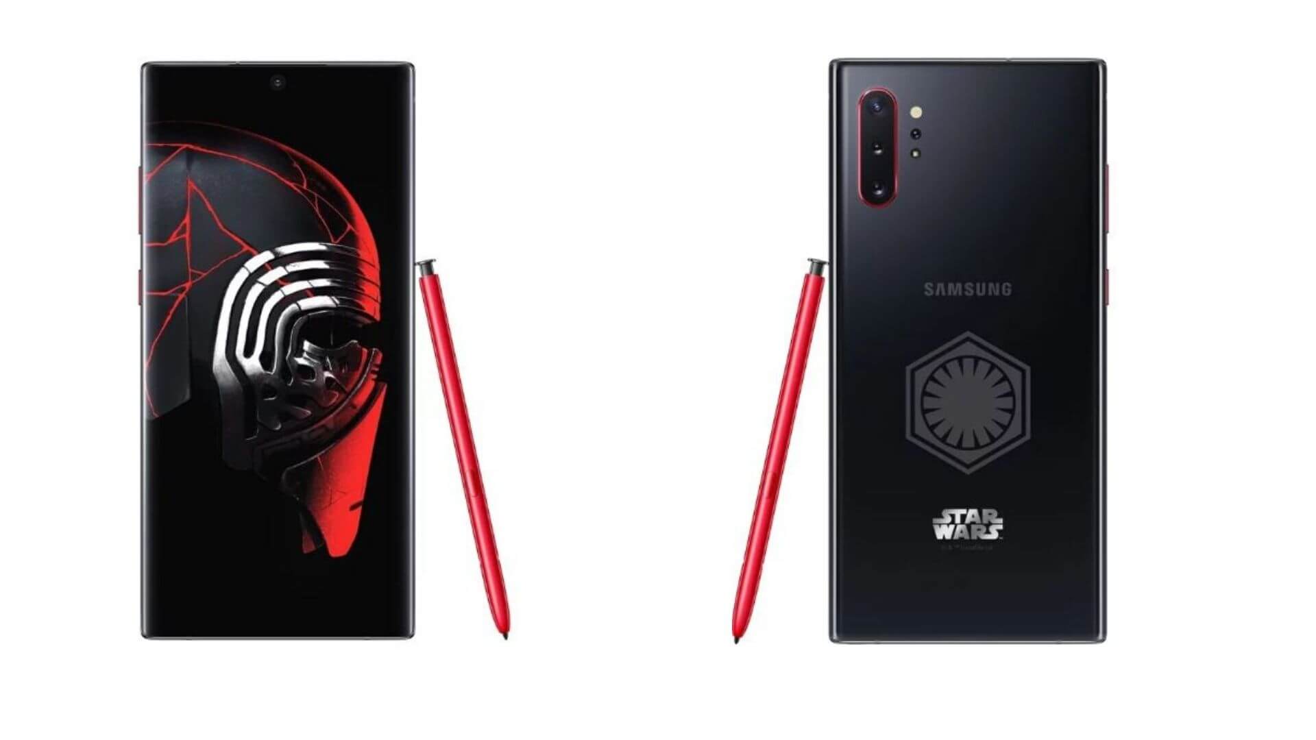 Anverso y reverso del Samsung Galaxy Note 10+ con temática de Star Wars 