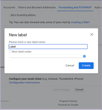 Gmail crear etiqueta