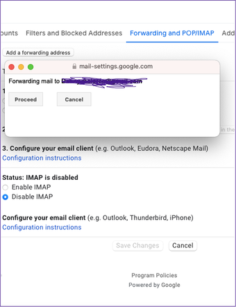 Reenvío de correo electrónico introducir dirección