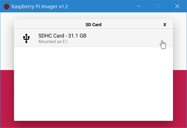 Raspberry PI Seleccionar tarjeta SD