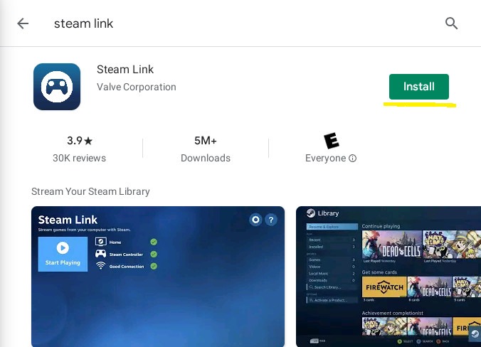 Steam y Steam Link en Chromebook Steam Link Paso 2