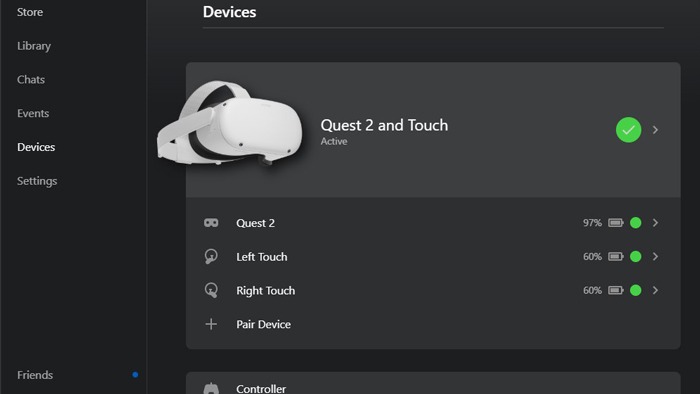 Configurar Oculus Air Link Aplicación Oculus para PC conectada