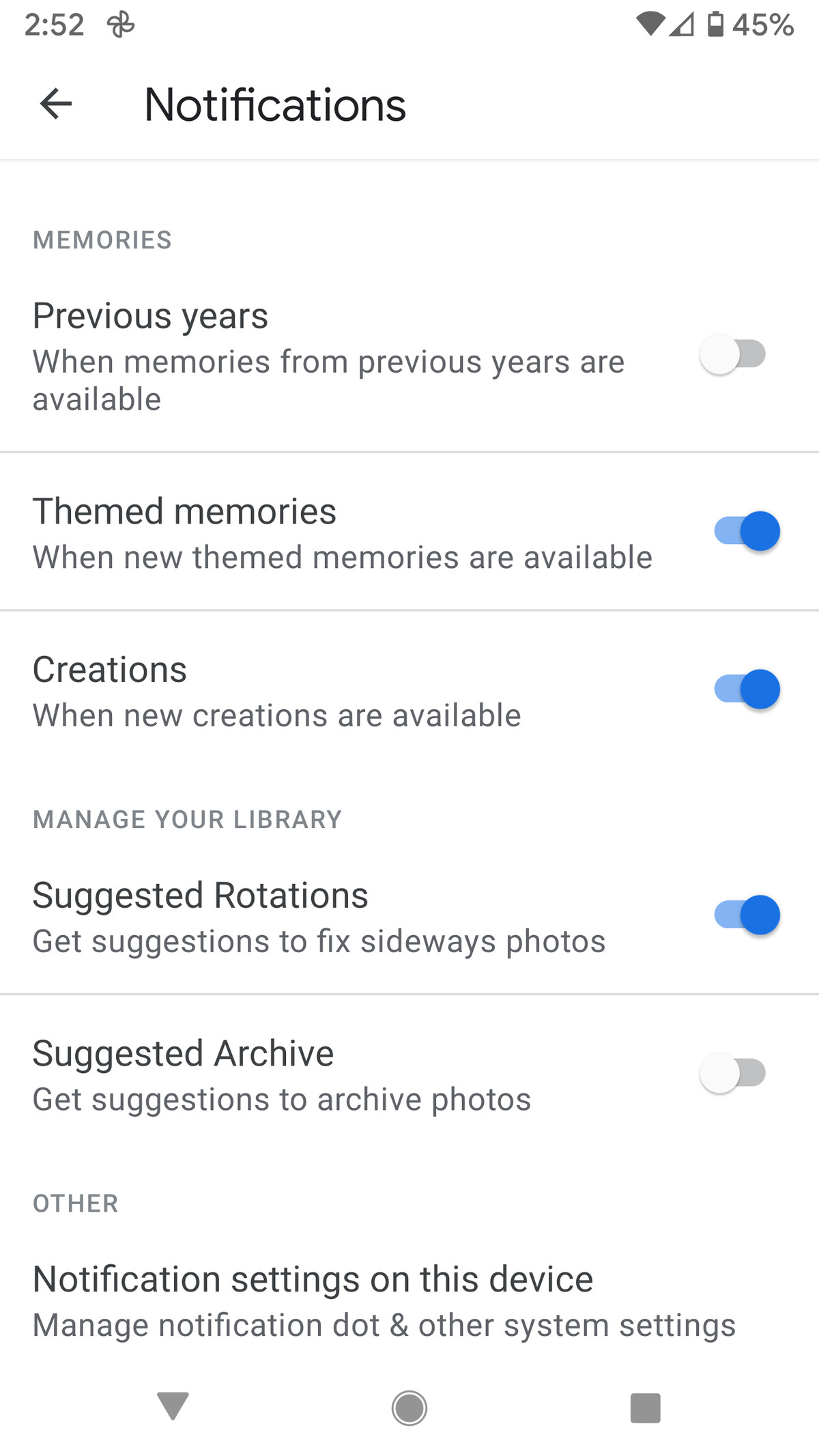 También puedes elegir cuándo quieres ver notificaciones sobre recuerdos.