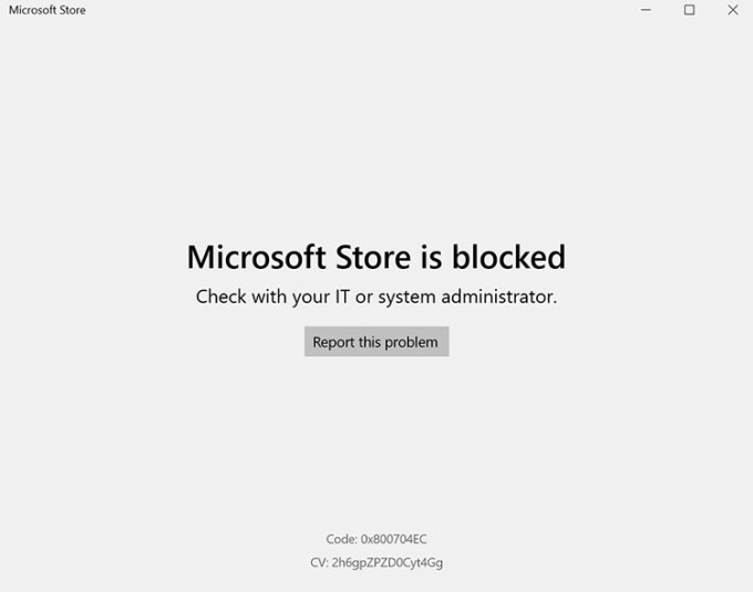 Tienda de Microsoft bloqueada