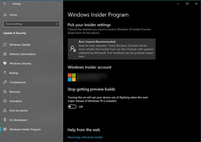Programa de canal beta de Windows Insider