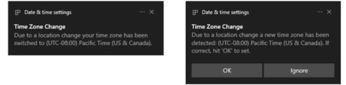 Cambios en la configuración de la zona horaria de Windows 10