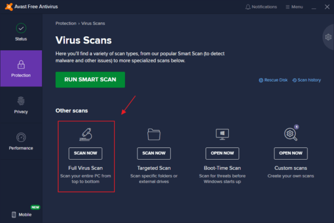  Cómo buscar virus con Avast Antivirus