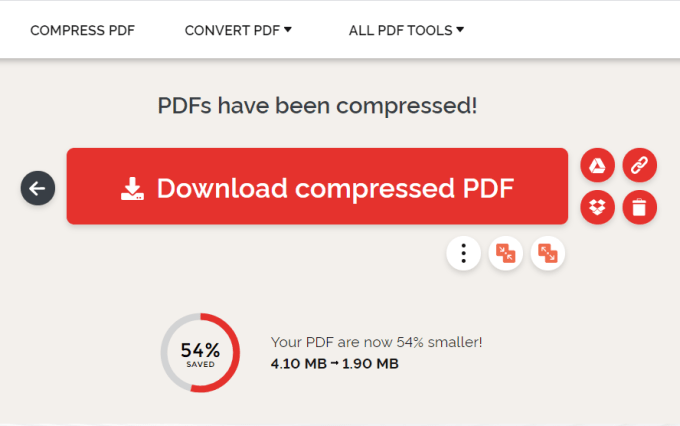 Espere el proceso de compresión del archivo PDF