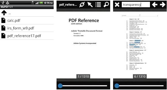 MuPDF es una aplicación de lector de PDF para Android
