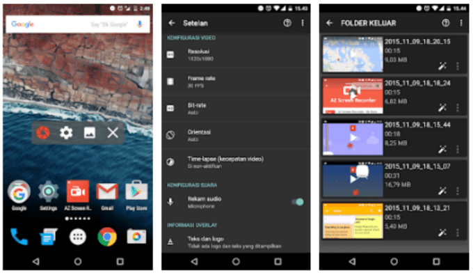 La segunda aplicación de grabación de pantalla de Android es AZ Screen Recorder