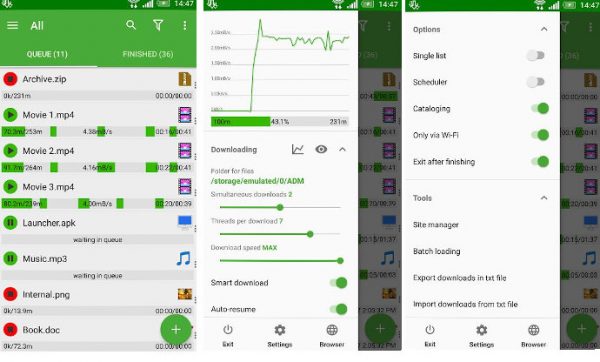 Aplicación Android Downloader - Administrador de descargas avanzado