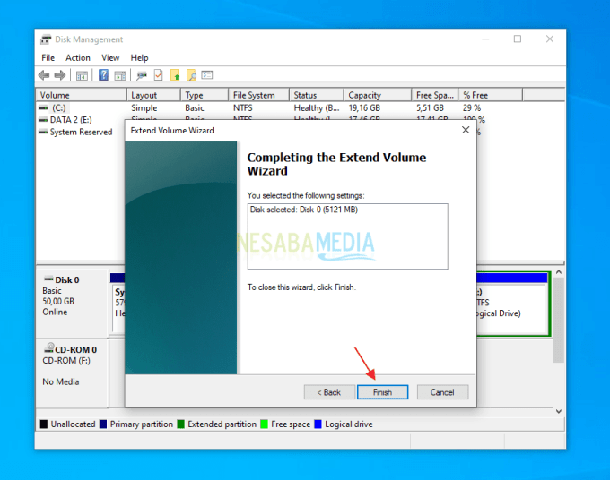 Adición de capacidad de partición C en Windows 9