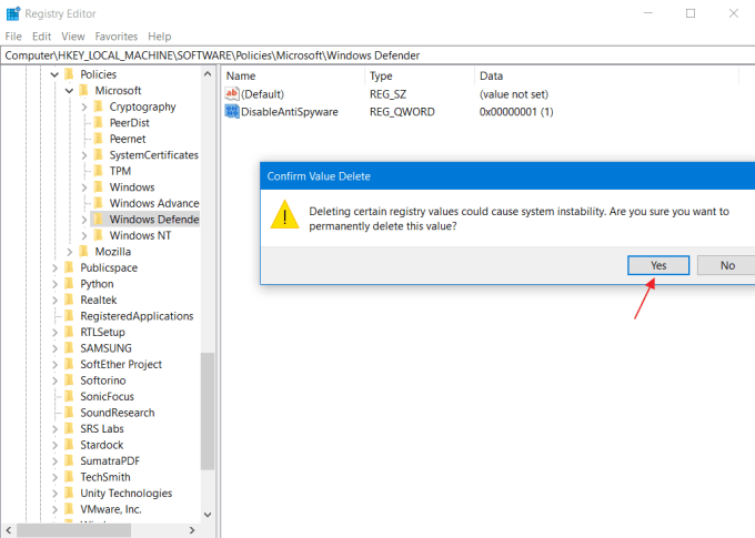 Cómo arreglar Windows Defender desactivado por directiva de grupo en Windows 10