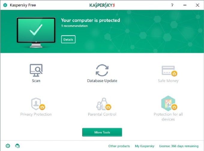 Kaspersky Free - Aplicación antivirus para PC/portátil