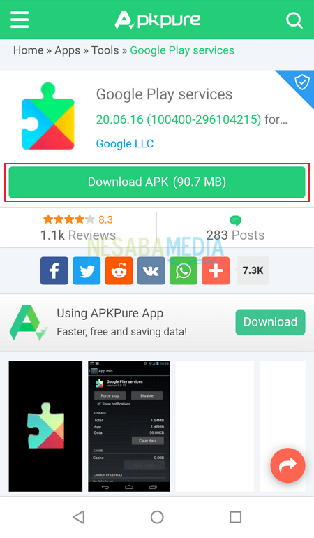 actualizar el servicio de servicios de Google Play 6