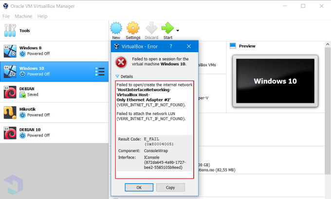 Cómo resolver el error del adaptador solo de host en VirtualBox 1