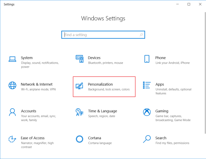Cambiar el color de la pantalla de Windows 10 - Paso 3