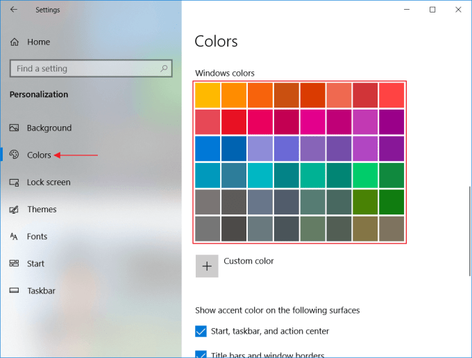 Cambiar el color de la pantalla de Windows 10 - Paso 4