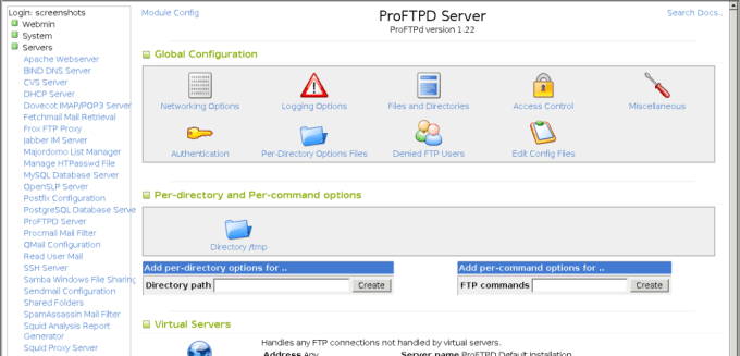 Aplicación de servidor FTP (ProFTPD)