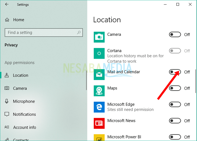 cómo configurar permisos de aplicaciones en Windows 10
