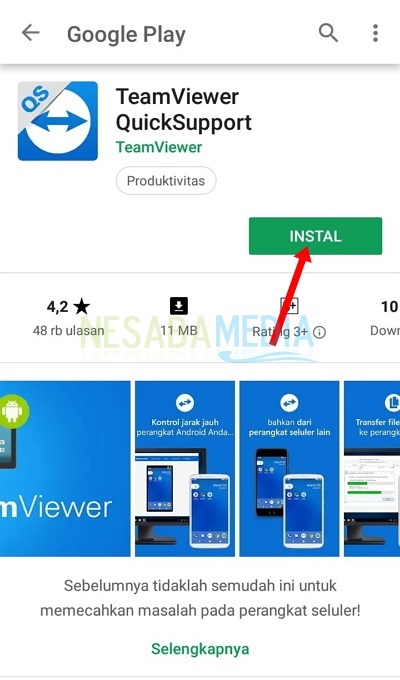 Instale TeamViewer QuickSupport en el teléfono inteligente de la víctima
