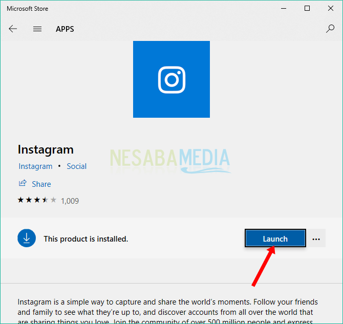 Haga clic en Iniciar Instagram