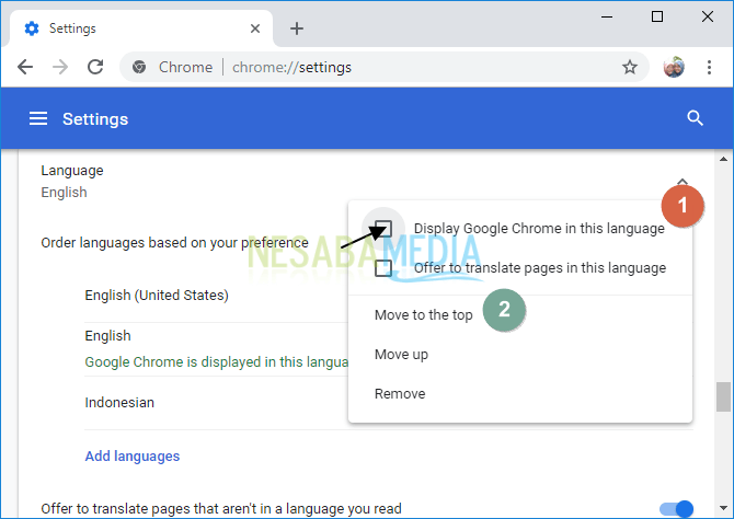 Mostrar Google Chrome en este idioma