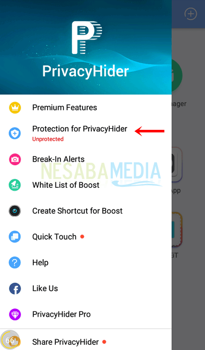 6 - seleccione Protección para PrivacyHider