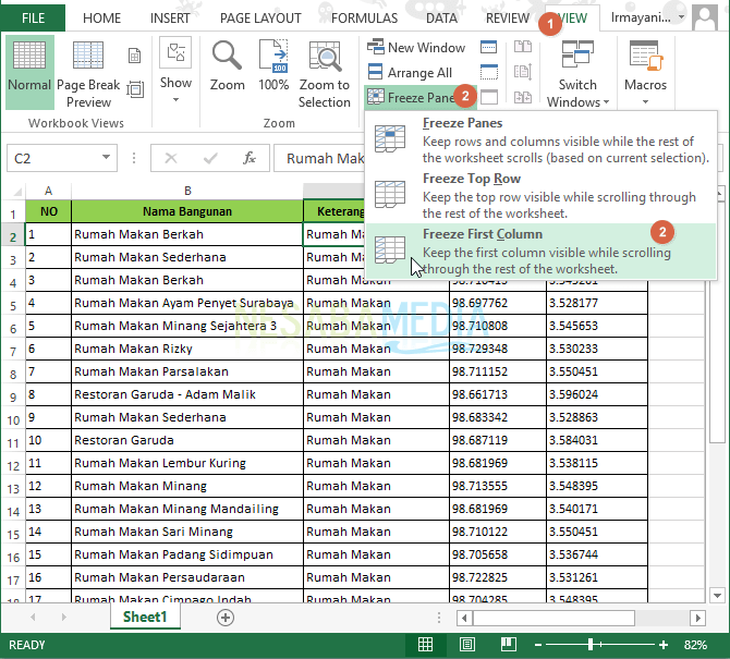 Cómo usar paneles congelados en Excel 