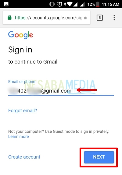 ingrese el correo electrónico de gmail