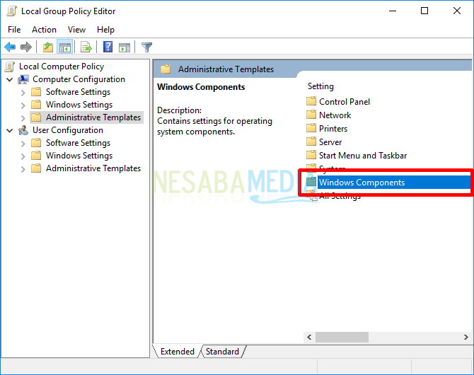 Paso 3 - Componentes de Windows