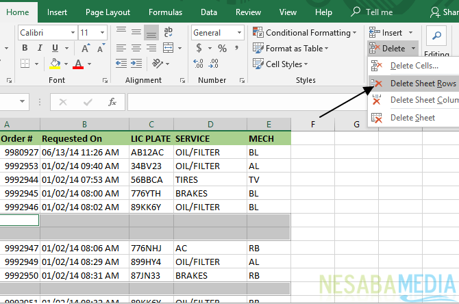 Cómo eliminar columnas y filas en blanco en Excel 11