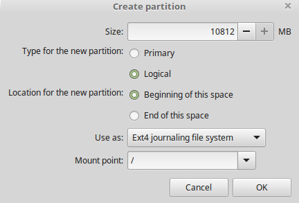 Paso 10 -crear partición lógica, ok
