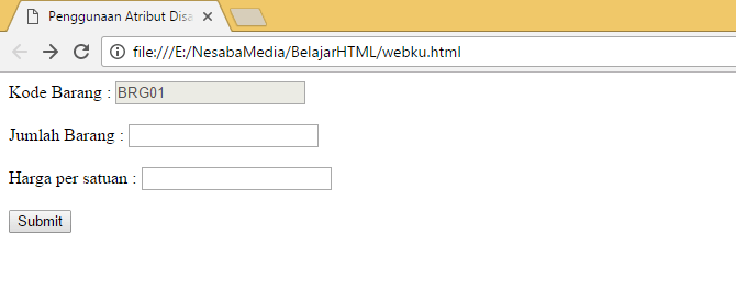 deshabilitado en formulario html
