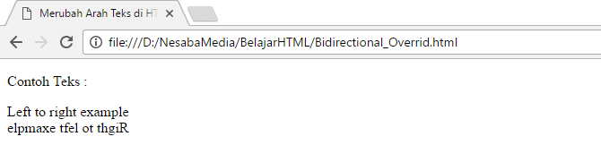 Usando la etiqueta bdo en html