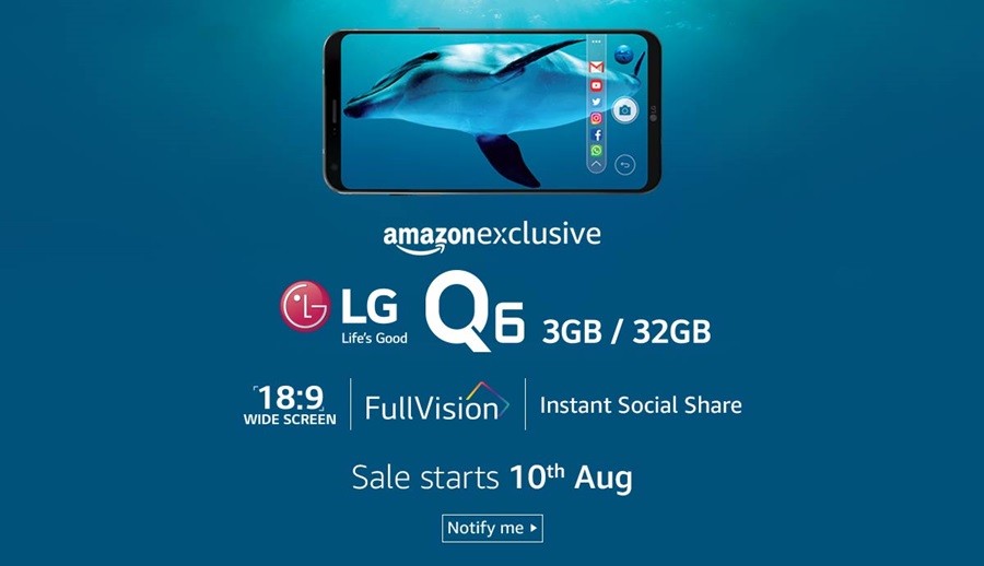Lanzamiento de LG Q6 India programado para el 10 de agosto como exclusivo de Amazon