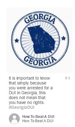 Publicación de Pinterest sobre cómo vencer el DUI en Georgia