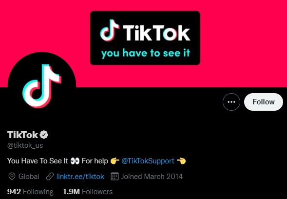 Cuenta de Twitter verificada de TikTok