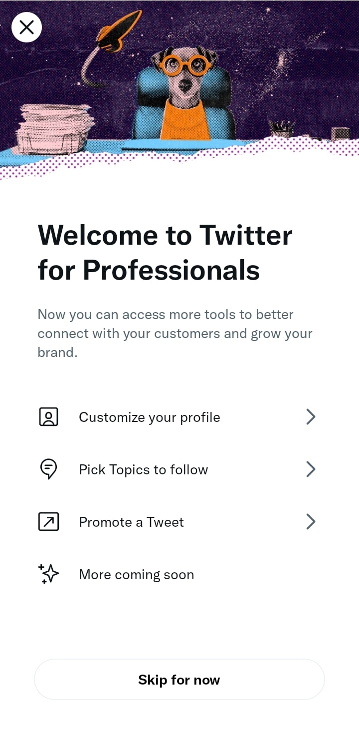 Twitter Móvil Bienvenido a Twitter para Profesionales